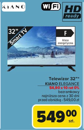 Telewizor 32'' elegance Kiano promocja w Carrefour