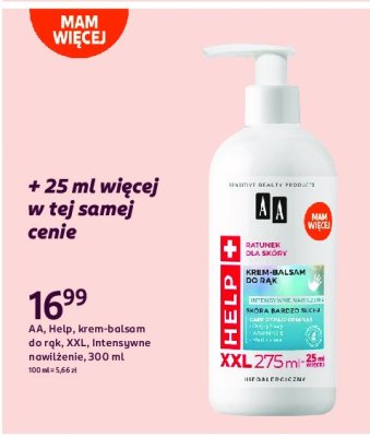Krem-balsam do rąk odżywienie nawilżenie skóra bardzo sucha Aa help promocja