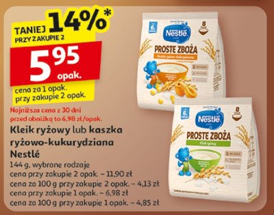 Kleik ryżowy lub kaszka ryżowo-kukurydziana Nestlé, wybrane rodzaje promocja w Auchan