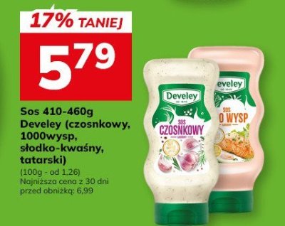 Sos 410-460g Develey (czosnkowy, ostry, cygański, tatarski) promocja w Hitpol