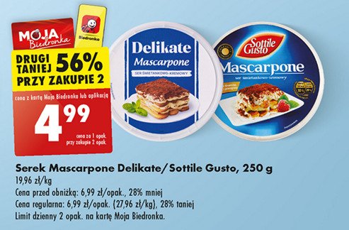 Serek mascarpone Delikate promocja w Biedronka