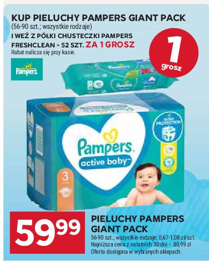 Pieluchy dla dzieci midi Pampers active baby promocja w Stokrotka