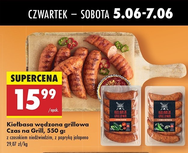 Kiełbasa grillowa z czosnkiem niedźwiedzim Czas na grill promocja w Biedronka