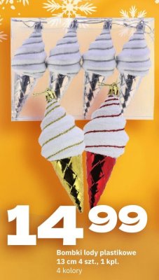 Bombki lody plastikowe 13 cm 4 kolory promocja w Twój Market