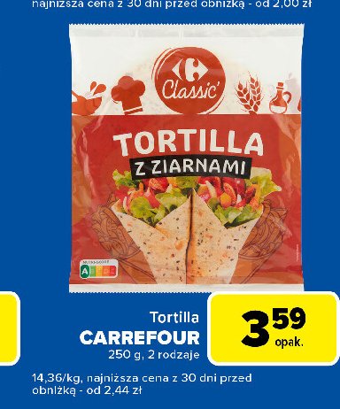 Tortilla z ziarnami Carrefour classic promocja