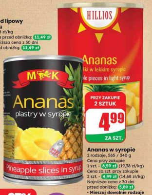 Ananas w syropie promocja w Dino