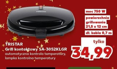 Grill kontaktowy SA-3052KLGR moc 750 W TRISTAR promocja w Kaufland