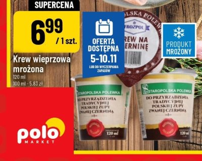 Krew wieprzowa mrożona promocja w POLOmarket