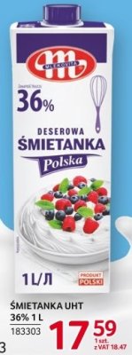 Śmietanka UHT Mlekovita 36% 1L promocja w Selgros