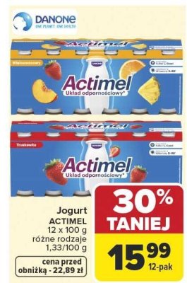 Jogurt Actimel różne rodzaje promocja w Carrefour