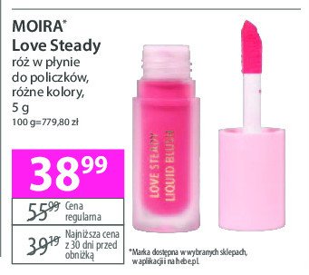 Róż do policzków love steady MOIRA promocja