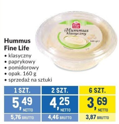 Hummus Fine Life - klasyczny paprykowy pomidorowy promocja w Makro
