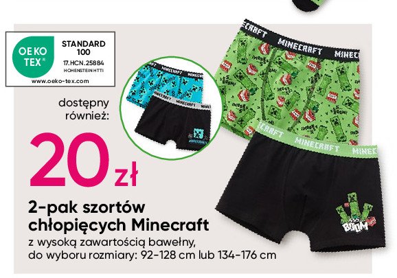 Szorty chłopięce minecraft 134-176 cm promocja w Pepco