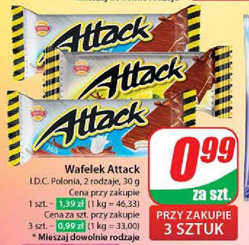 Wafelek mleczny ATTACK promocja