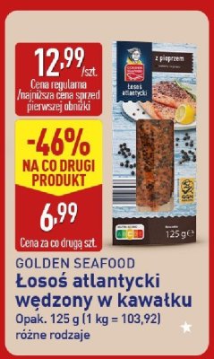 Łosoś atlantycki wędzony w kawałku Golden Seafood promocja w Aldi