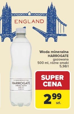 Woda mineralna HARROGATE gazowana 500ml promocja w Carrefour Market