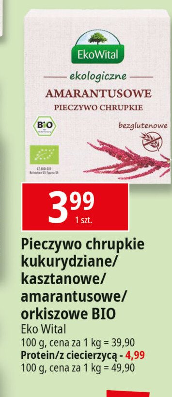 Pieczywo chrupkie z ciecierzycą bio bezglutenowe Ekowital promocja w Leclerc