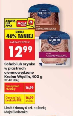 Szynka w plastrach ciemnowędzona, 400 g promocja w Biedronka