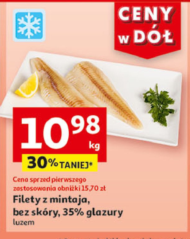 Filet z mintaja mrożony 35 % glazury promocja