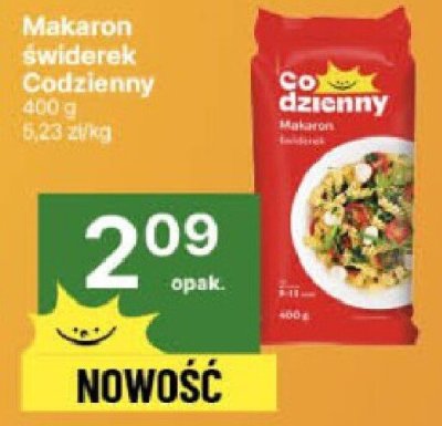 Makaron świderek Codzienny 400g promocja w Delikatesy Centrum