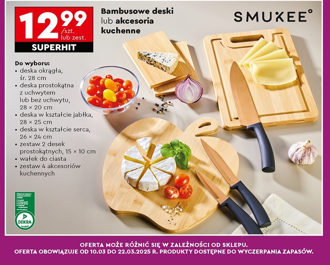 Deska w kształcie serca 24 x 26 cm Smukee kitchen promocja w Biedronka