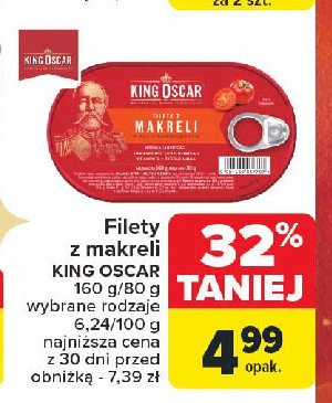 Filety z makreli w sosie pomidorowym King oscar promocja w Carrefour Market