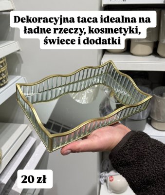 Dekoracyjna taca pozłacana z lustrem promocja w Pepco