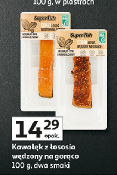 Łosoś wędzony na gorąco w dymie bukowo-olchowym z pieprzem Superfish promocja w Auchan