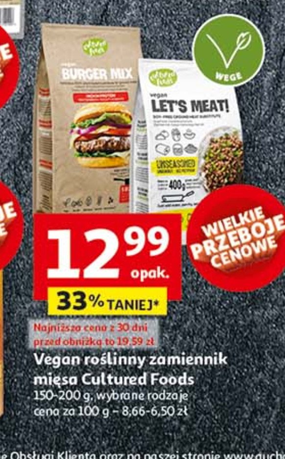 Roślinny zamiennik mięsa bez przypraw Cultured foods promocja w Auchan