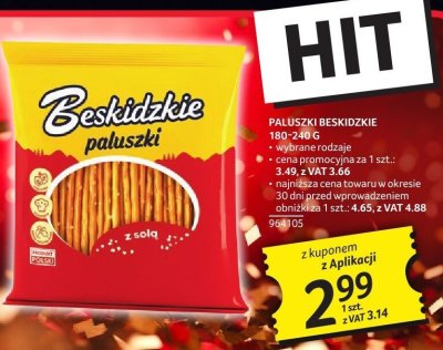 Paluszki Beskidzkie 180-240 g różne rodzaje promocja w Selgros