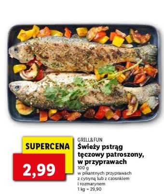 Pstrąg tęczowy patroszony z czosnkiem i rozmarynem Grill and fun promocja