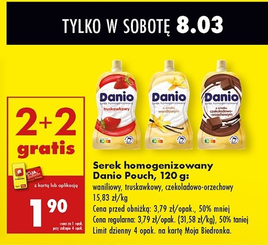 Serek czekoladowo-orzechowy saszetka Danone danio promocja w Biedronka