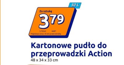 Kartonowe pudło do przeprowadzki Action 48 x 34 x 33 cm promocja w Action