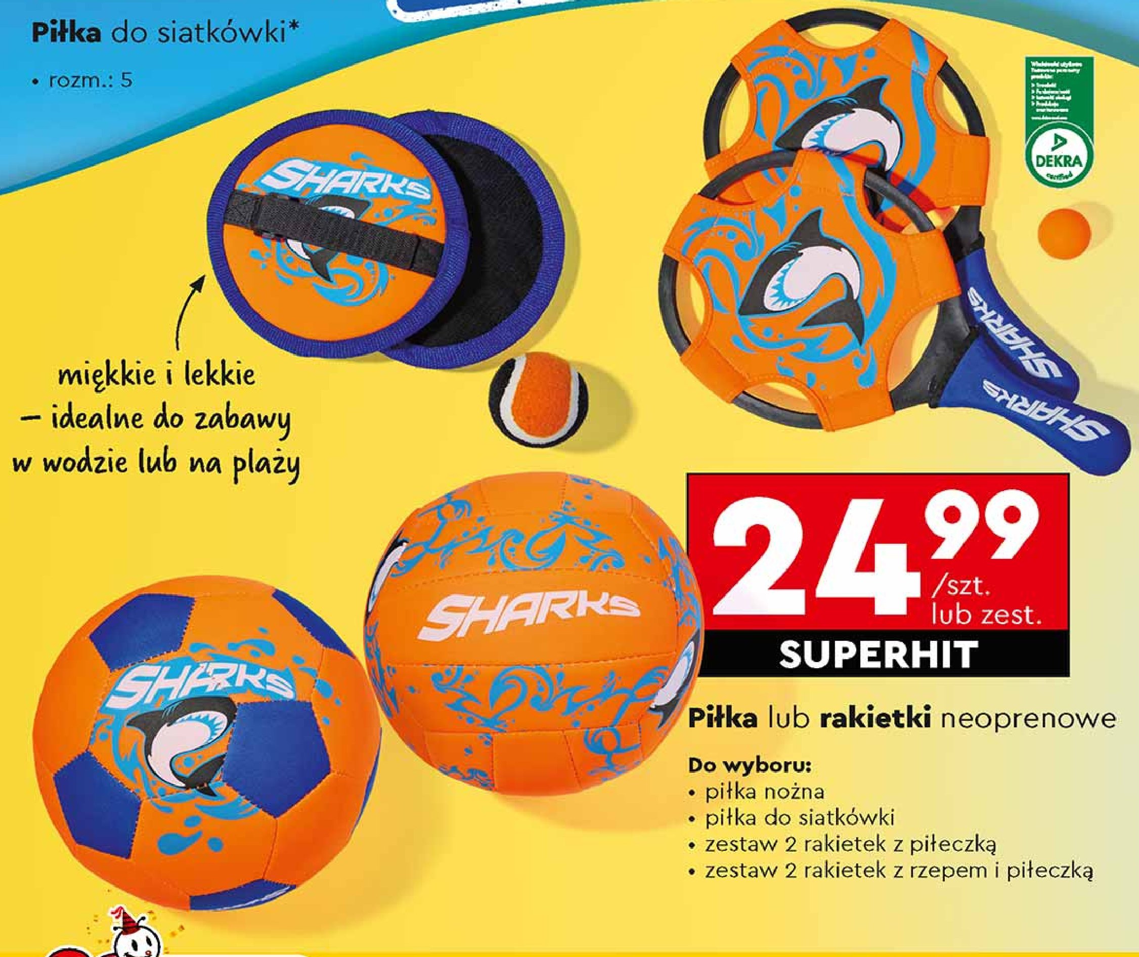 Piłka do siatkówki 20.5 cm Sharks promocja w Biedronka