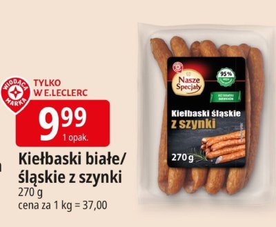 Kiełbaski białe/śląskie z szynki promocja w Leclerc