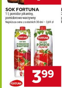 Sok 100% pomidorowo-warzywny Fortuna promocja