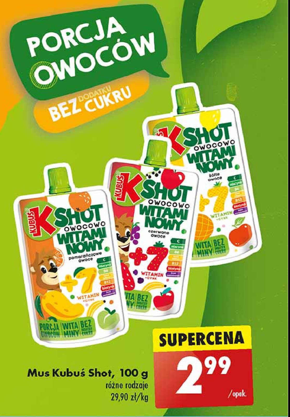 Mus shot żółte owoce Kubuś promocja