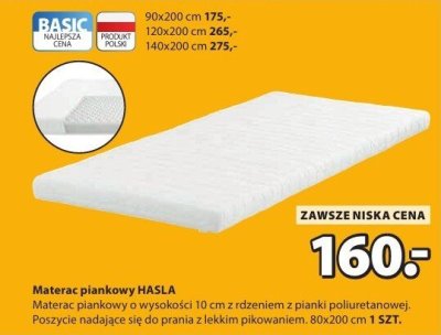 Materac piankowy HASLA promocja w Jysk