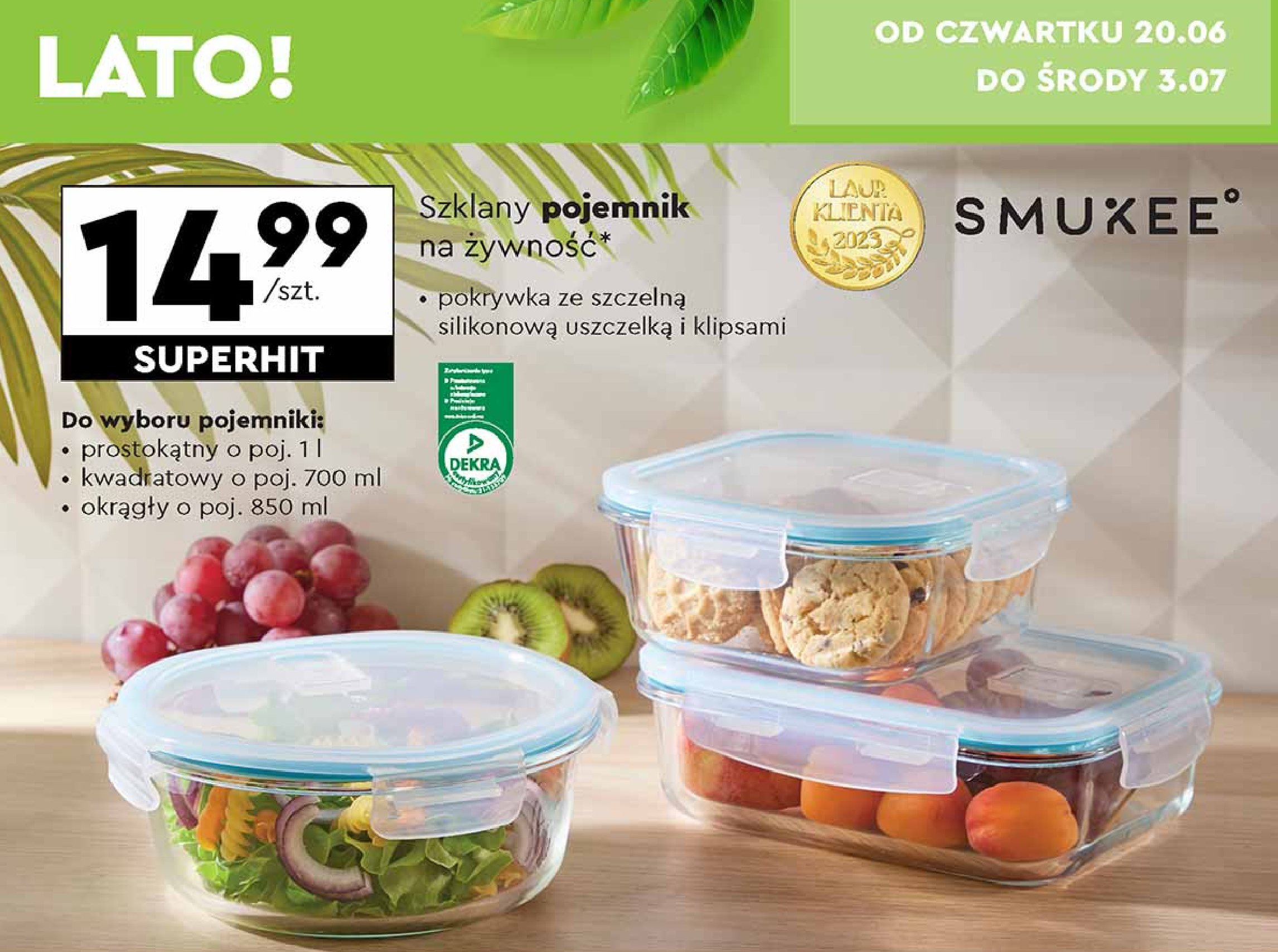 Pojemnik okrągły 850 ml Smukee promocja