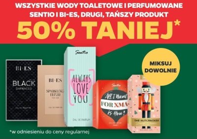Wszystkie wody toaletowe i perfumowane Sentio, Bi-es drugi -50% promocja w Netto
