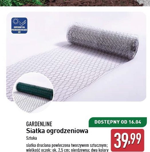 Siatka ogrodzeniowa 2.5 m GARDEN LINE promocja w Aldi