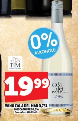 Wino Cala del Mar 0,75l Moscato białe 0% promocja w TOPAZ