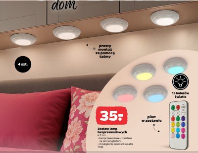 Zestaw lamp bezprzewodowych LED z pilotem promocja w Netto