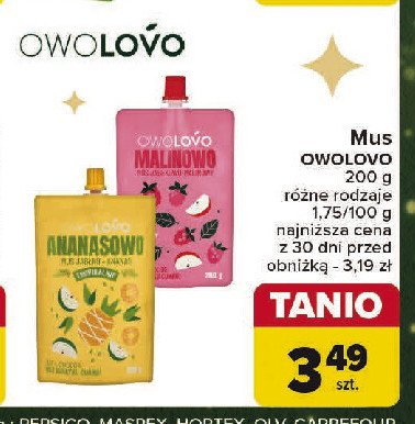 Mus jabłkowo-malinowy Owolovo promocja