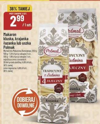 Makaron kluska, krajanka, łazanka lub uszka Polmak promocja w POLOmarket