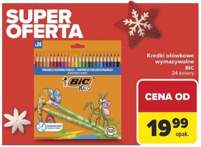 Kredki ołówkowe wymazywalne BIC 24 kolory promocja w Carrefour