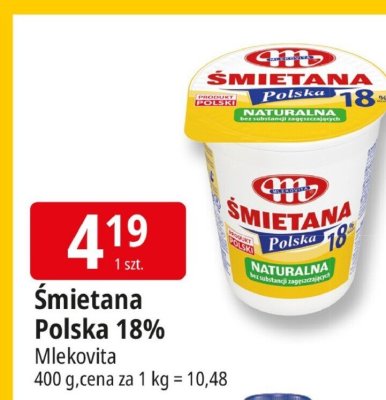 Śmietana Polska 18% promocja w Leclerc