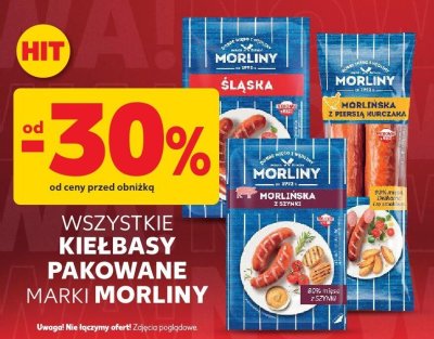 Kiełbasy pakowane marki MORLINY trzeci -100% taniej promocja w Kaufland