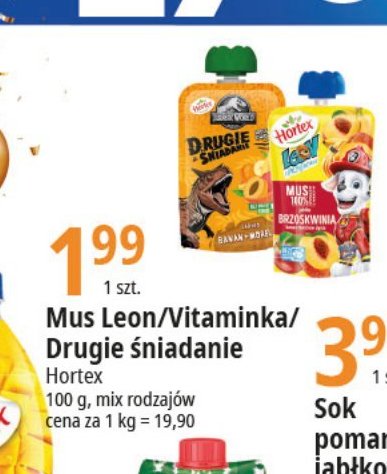 Mus jab艂ko banan Hortex jurassic promocja