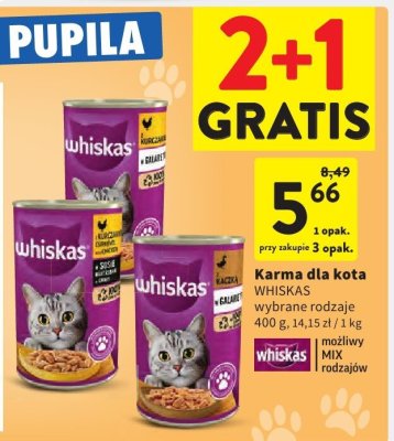 Karma dla kota WHISKAS wybrane rodzaje promocja w Intermarche